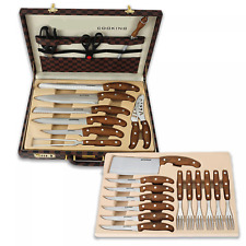 Messer & Besteck Set 25-teilig hochwertig Edelstahl Nussbaumgriff