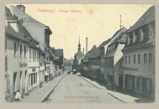 Ansichtskarte Frohburg - Blick in die Peniger Straße / Fleischermeister - 1906