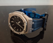 CasiOak "SILVER in Black" - Casio G-SHOCK GA2100 Mod Herrenuhr 44mm Edelstah