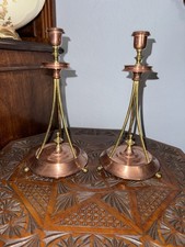 Paar große Historismus Gründerzeit Kerzenleuchter um 1870 Messing Kupfer
