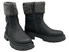 Damen Fell Stiefel Winter Boots Biker Schuhe Plateau Stiefelette Gr. 39 #062