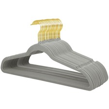 22er Pack Samtbügel mit 360-Grad-Goldhaken, rutschfester Filz, ultradünn, pla...