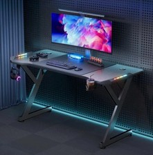 Gaming Tisch Schreibtisch Computertisch 140x60cm LED PC Tisch