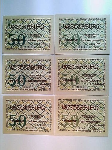 Notgeld stadt westerburg 6x - notgeld,,