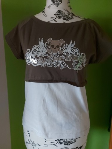 Tshirt lagenshirt weiß kaki - tshirt,