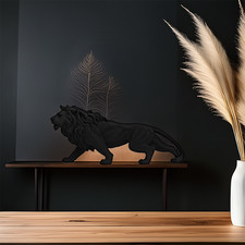 Löwe Lion Schwarz Figur Skulptur Pop Art 3D Optik Tier Tiere Decor Deko