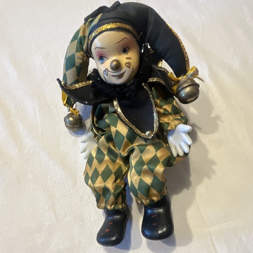 Vintage harlekin sitzpuppe - harlekin,