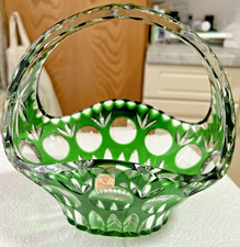 Nachtmann Henkelkörbchen Kristall Überfangglas grün Bamberg ~ 21 x 15 x 20 cm 