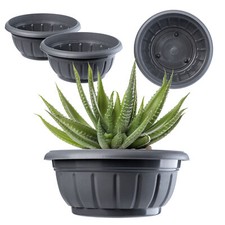 KADAX Blumenschale, aus Kunststoff, Pflanzschale, 20 cm, Graphit, 2 Stück