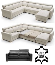 PREMIUM ECHTLEDER WOHNLANDSCHAFT ECKSOFA U-FORM 3 SITZER SOFA SESSEL FARBEN !