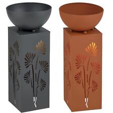 Dekosäule mit Schale LED beleuchtet Pflanzschale Deko Garten Säule Metall Rost