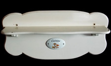 Wand regal massiv Holz ANTIK Küchen Hänge HBT 30x59x13 Art Déco Porzellan Schild