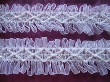 Frill Spitze Weiß 2.2cm Borte nichtelastisch  Elegante Spitzenborte  BB 514 DE