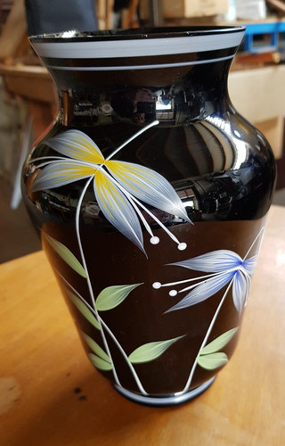 Vintage glas vase - glas, schwarzglas