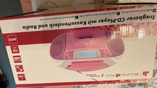 Schwaiger Tragbarer CD Player Pink Rosa CD Kassette Boombox Radio MP3 USB