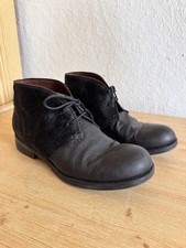 Augusto ankle boots chukka leather pony hair black size 39 made in Italy lace-up