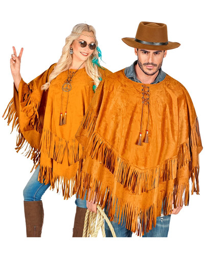 Brauner hippie poncho - brauner,