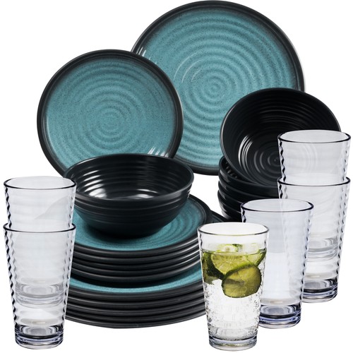 Melamin geschirr set blau - set, 6