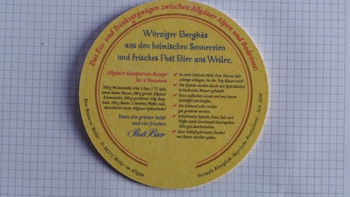 Bierdeckel und rezept post - bierdeckel,