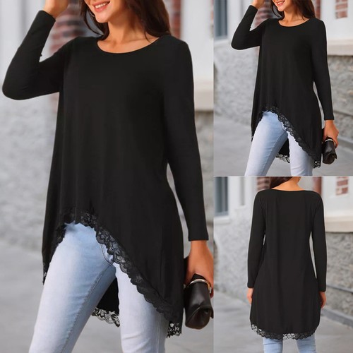 Damen spitze langarm tunika - spitze,