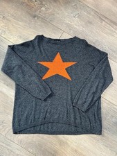 Luella Merino- Cashmere Pulli grau - orange L66 B61 neu ohne Etikett oversize