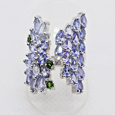 Tropfen Tansanit Chromdiopsid Ring 925 Silber 585 Weißgold vergoldet 18,1 mm 57