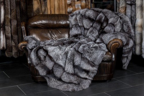 915 silberfuchs pelzdecke - pelzdecke,