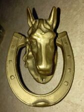Türklopfer Pferd mit Hufeisen, hochwertige Tür - Dekoration aus Messing Vintage 