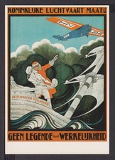Art Deco Reklame Künstler Ansichtskarte Luftfahrt De Vliegende Hollander KLM