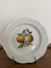 Meissen exklusiver Teller mit Relief " Altozier " Fruchtmalerei, bunt 1.Wahl   3
