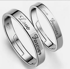 2 im Set Partnerringe Sterling Silber 925 Trauringe Ring Graviert:„Love Forever“