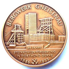 Bergbau Bronze Medaille 1985 Bergwerk Gneisenau Dortmund-Derne -  Fritz Scheppat