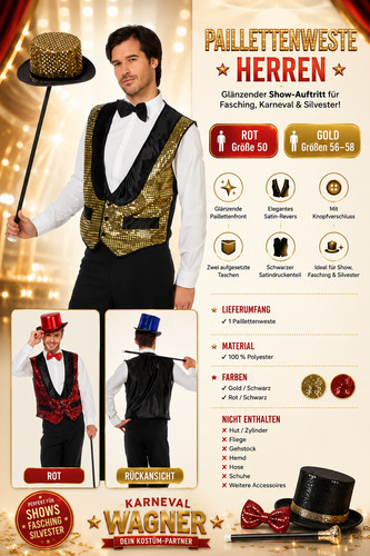 Paillettenweste herren gold - paillettenweste,