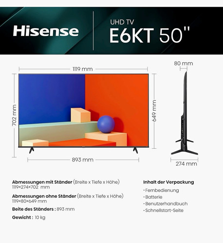 Hisense e6kt zoll uhd - 50,