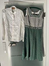 HAMMERSCHMID Dirndl Trachtkombi Grau/Grün Gr. 42/Bluse Gr. 44+Gürtel+Fransentuch