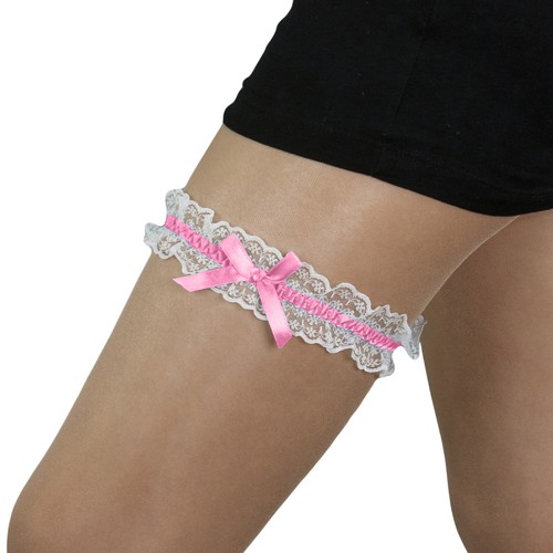 Strumpfband rosa weiß - rosa, /