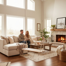 Holzschaukel mit Baumwollseil