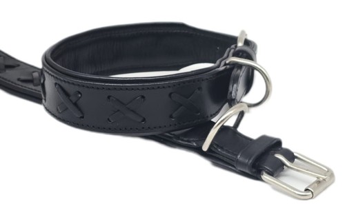 Hundehalsband schwarz leder - hundehalsband,