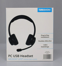 Medion Life E83265 (MD 43265) PC-USB-Headset, Stereo Kopfhörer Schwarz NEU