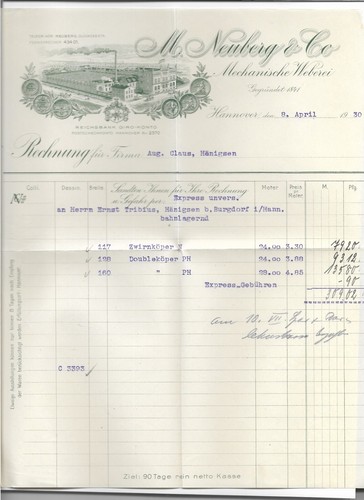 Rechnung neuberg co - m.,