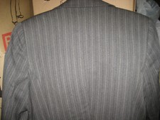 VINTAGE Business Mantel BODENLANG NADELSTREIFEN elegant todschick 38 grau 125cm 