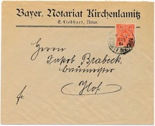 Einzelfrankatur auf Vordruckbrief aus Kirchenlamitz