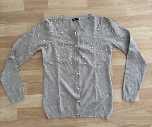 Cadigan mit perlen braun beige - mit,