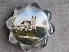 antik Glas Briefbeschwerer paperweight Andenken Maria Drei Eichen um 1900