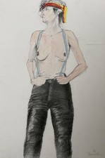 Figürliche Studie Bleistiftzeichnung aquarelliert sign. Peetsche Peemöller 1980