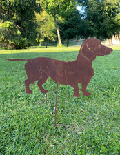 Edelrost Dackel Gartenfiguren