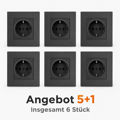 Schutzkontakt steckdose - 6x,