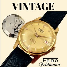 Vintage FERO FELDMANN Herrenuhr Automatic Kalber Brac 118 für Sammler