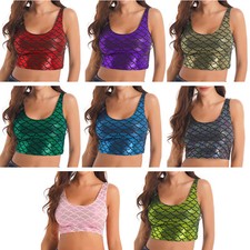 Damen Crop T-Shirt Bikini Weste Clubwear Tanktop Party Oberteile Sexy BH Yoga