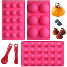 Halbkugel Backform Silikon 3 Stück Rund Silikonform Pralinenform Kugel mit 2 ...